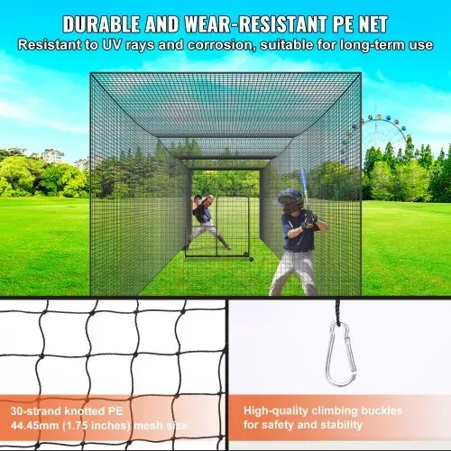 VEVOR Baseball-Schlagkäfig-Netz für Zuhause oder Hinterhof 35 Fuß, Baseballkäfig-Netz zum Schlagen und Aufstellen, Baseballnetz, Schlagkäfig, für Kinder oder Erwachsene Schwarz (nur Netz) – Bild 3