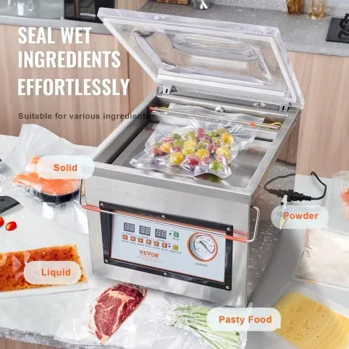 VEVOR Kammer-Vakuumierer 320 W Vakuumiergerät für feuchte Lebensmittel Fleisch Marinaden usw. kompakte Größe mit 32 cm Versiegelungslänge Anwendung in der privaten Küche und im gewerblichen Bereich – Bild 5