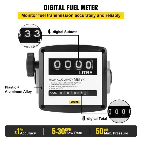 VEVOR Dieselpumpe Heizölpumpe 40L, 155W Selbstansaugende Ölpumpe, 2800U/min Motordrehzahl Ölabsaugpumpe Selbstansaugend, 20 kg Diesel Kraftstoff-Umfüllpumpe, Zählwerk Automatik Pumpe für Biokraftstoff – Bild 2