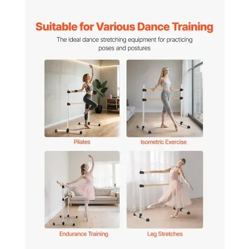 VEVOR Ballettstange Tanzstange freistehende Doppelstange, höhenverstellbare (170-1165 mm) Stretchstange aus Holz für Ballettübung, Gleichgewichtstraining, Entspannungsübungen, Fitnessstudio – Bild 4