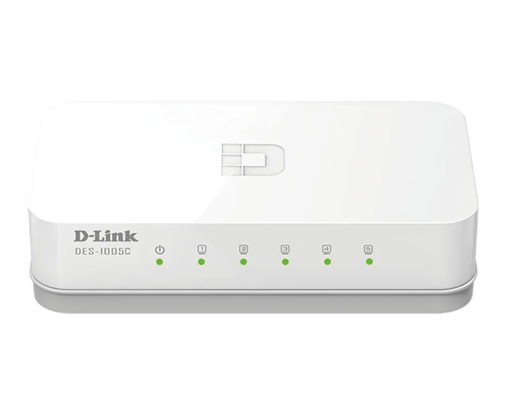D-Link ES-1005C/E Unmanaged Fast Ethernet (10/100) Desktop Weiß D-Link ES-1005C/E Unmanaged Fast Ethernet (10/100) Desktop Weiß
