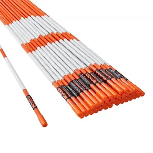 VEVOR Einfahrtsmarkierungen, 50 Stk. 121,92 cm, 1,02 cm Durchmesser, orangefarbene Glasfaserstangen, Schneepfähle mit reflektierendem Band, 30,48 cm Stahlbohrer und Schutzhandschuhe für Parkplätze, Ge – Bild 9
