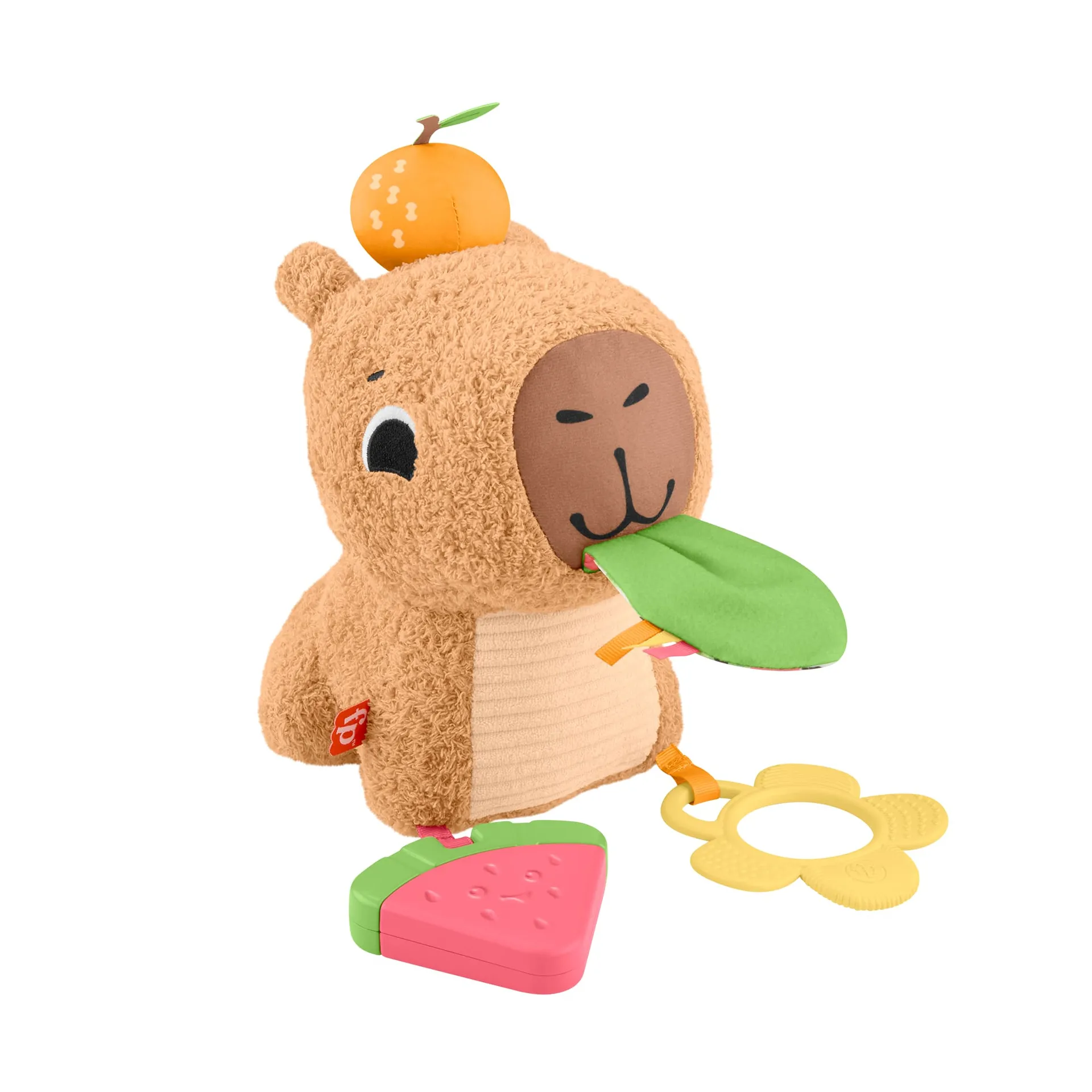Fisher-Price sensorisches Babyspielzeug Kuschel-Capybara Plüschtier mit Beißring und Rassel für Neugeborene Fisher-Price sensorisches Babyspielzeug Kuschel-Capybara Plüschtier mit Beißring und Rassel für Neugeborene