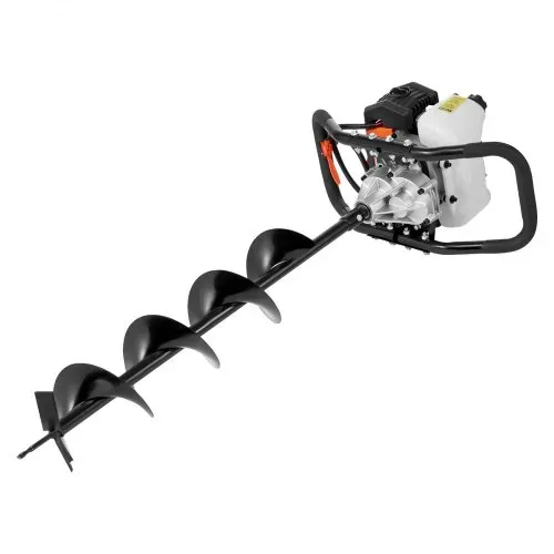 VEVOR Erdbohrer mit Benzinmotor, 52 CC, 1450 W, Benzinbohrer mit 6- und 10-Zoll-Bohrkronen und 3 Verlängerungsstangen, Lochbohrer für Pfostenzäune für Ackerland, Gartenpflanzen, Orange+Schwarz – Bild 9