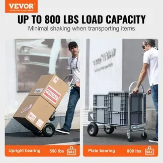 VEVOR 2-in-1 Sackkarre Klappbar 0,686kg Tragfähigkeit Transportkarre Aluminiumlegierung & Kohlenstoffstahl Sackkarre ⇋ Plattformwagen Trolley für Lade- & Transportaufgaben im Innen- & Außenbereich VEVOR 2-in-1 Sackkarre Klappbar 0,686kg Tragfähigkeit Transportkarre Aluminiumlegierung & Kohlenstoffstahl Sackkarre ⇋ Plattformwagen Trolley für Lade- & Transportaufgaben im Innen- & Außenbereich