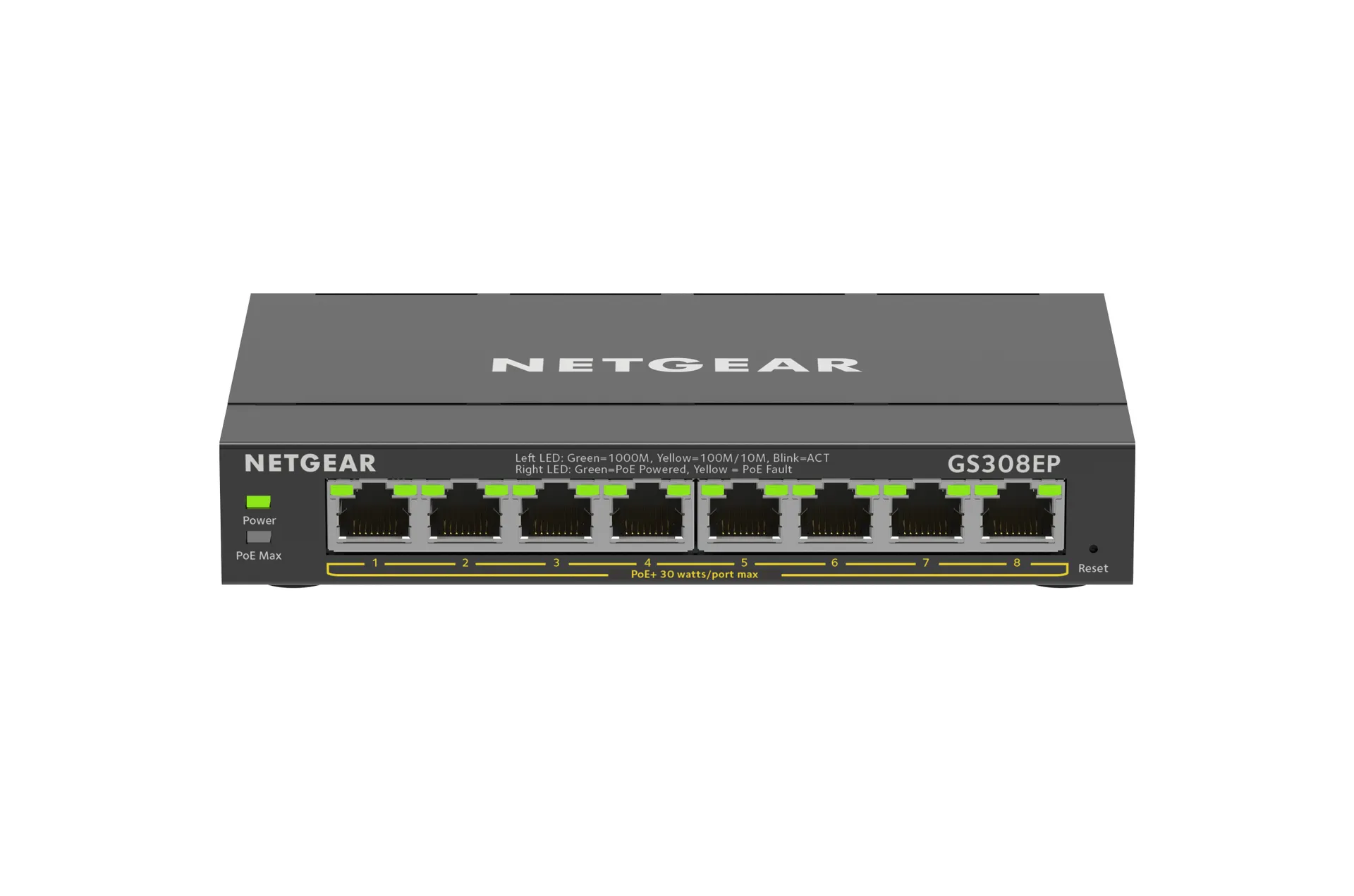 NETGEAR 8-Port Gigabit Ethernet PoE+ Plus Switch (GS308EP) Managed L2/L3 Gigabit Ethernet (10/100/1000) Power over Ethernet (PoE) Schwarz – Bild 4