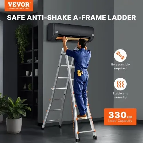 VEVOR Teleskopleiter mit A-Rahmen, 6230 mm kompakte Aluminium-Ausziehleiter, Mehrzweckleiter, Stehleiter, Anlegeleiter, Klappleiter für Hausaufgaben, Treppen, Innen- und Außendächer, 150 kg Tragkraft VEVOR Teleskopleiter mit A-Rahmen, 6230 mm kompakte Aluminium-Ausziehleiter, Mehrzweckleiter, Stehleiter, Anlegeleiter, Klappleiter für Hausaufgaben, Treppen, Innen- und Außendächer, 150 kg Tragkraft