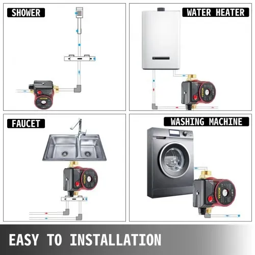 VEVOR Warmwasserzirkulationspumpe 50 L/min, Wasserumwälzpumpe 220 V 90 W, Wasserpumpe 0,8 A, Wasserkreislaufpumpe, Ideal für elektronische automatische Haushaltsdusche Waschmaschine – Bild 5
