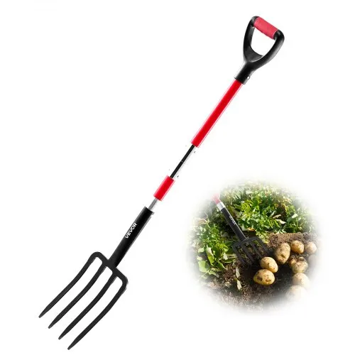 VEVOR Dunggabel, 4-Zinken-Heugabel mit Fiberglasstiel, 1150 mm Mistgabel, Mistforke mit Y-Griff, Spatengabel aus geschmiedetem Stahl für Heu, Kartoffelkompostierung, Umpflanzen und Belüftung VEVOR Dunggabel, 4-Zinken-Heugabel mit Fiberglasstiel, 1150 mm Mistgabel, Mistforke mit Y-Griff, Spatengabel aus geschmiedetem Stahl für Heu, Kartoffelkompostierung, Umpflanzen und Belüftung