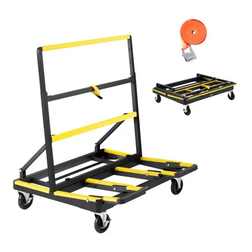 VEVOR Plattenwagen, 816 kg Tragkraft, Transportwagen mit 4 Lenkrollen & ausziehbarer Ladefläche, faltbare Plattenkarren mit Zurrgurt für die Handhabung von Sperrholz, Gipskartonplatten, Glas VEVOR Plattenwagen, 816 kg Tragkraft, Transportwagen mit 4 Lenkrollen & ausziehbarer Ladefläche, faltbare Plattenkarren mit Zurrgurt für die Handhabung von Sperrholz, Gipskartonplatten, Glas