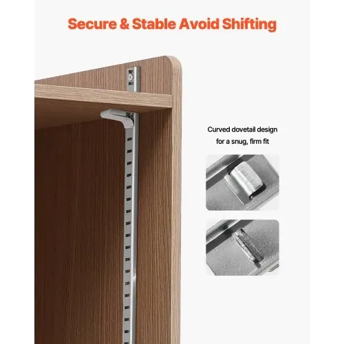 VEVOR Regalklammern, 40er-Pack, Pilaster Regalhalter aus Stahl zur Unterstützung von Metall-, Holz- & Glasregalen, kompatibel mit Schränken, Bücherregalen, Schuhregalen, Silber – Bild 3