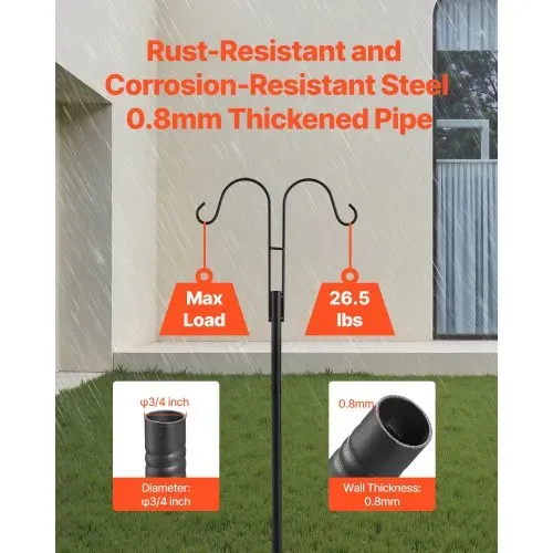 VEVOR Schäferhaken 8er-Pack, Hirtenhaken 195 cm, Garten Doppelhaken Laternenstab, 1,9 cm dicke Gartenhaken zum Aufhängen von Kolibri-Futterspendern, Pflanzenkörben, Solarlaternen, Windspielen – Bild 2