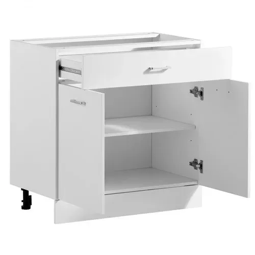 VEVOR Unterschrank 800x475x815 mm BxTxH Spanplatte Küchenunterschrank Weiß, für Waschküche & Bad, ohne Arbeitsplatte, im Shaker-Stil, mit Verstellbarem Einlegeboden, 1 Schublade, 2 Türen & Scharnieren – Bild 8