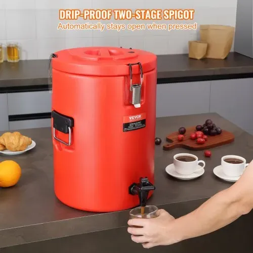 VEVOR Heiß- und Kaltgetränkespender Getränkespender 6 L, Edelstahl Heiß- und Kaltwasserbrunnen Großer Getränkespender mit Zapfen für Kaffee, Kalte Milch, Wasser, Saft usw. Isolierkanne Rund – Bild 4