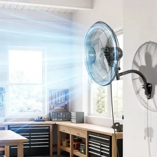 VEVOR 65W Industrieller Wandventilator 57 cm, 6 m/s Oszillierender Wandlüfter mit 3 Stufen & Verstellbarem Neigungswinkel, Gewerblicher Industrieventilator für Werkstatt Garage Lager Gym, Schwarz – Bild 7
