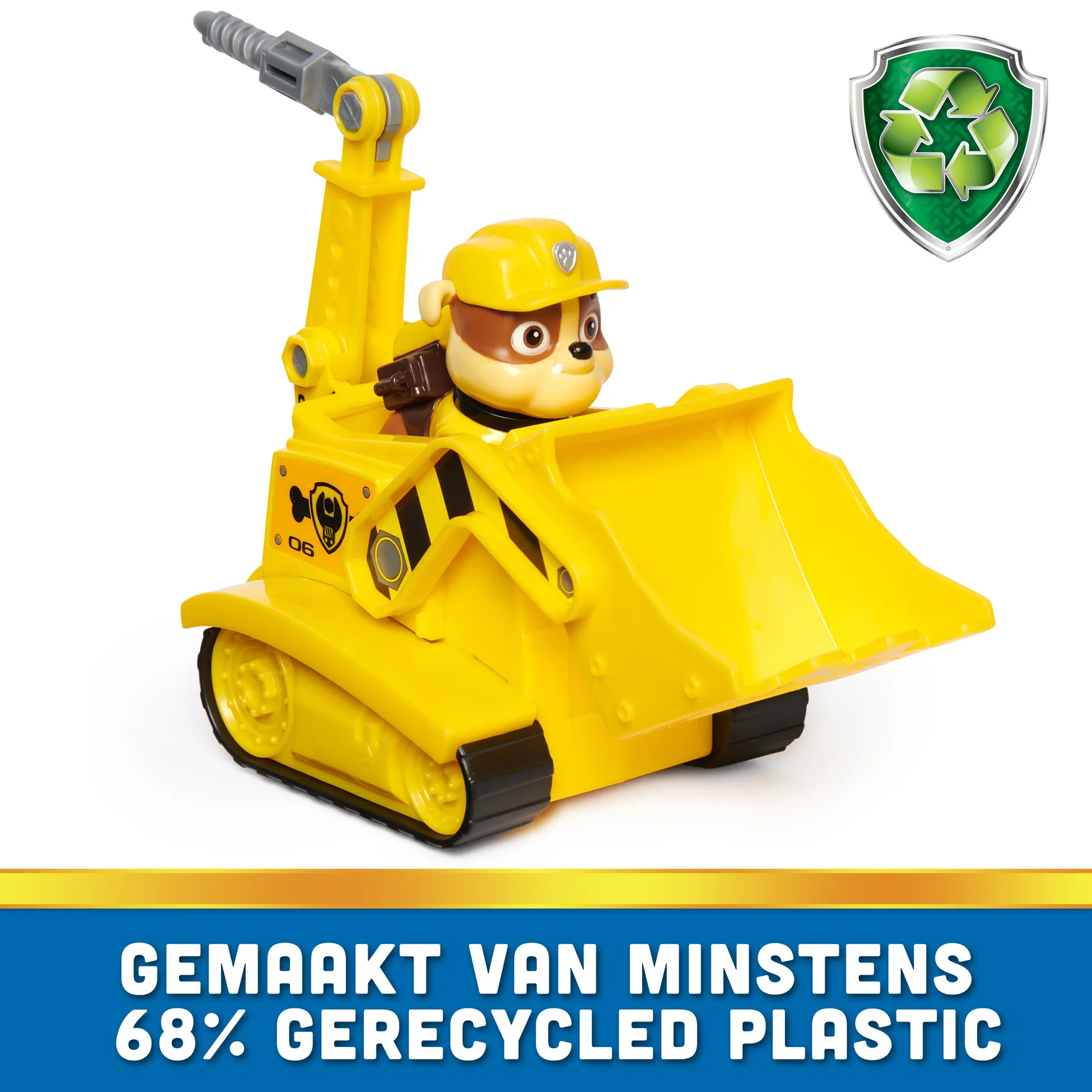 PAW Patrol , Baustellen-Fahrzeug mit Rubble-Figur (Sustainable Basic Vehicle/Basis Fahrzeug) – Bild 3