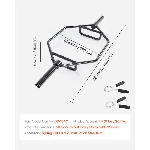 VEVOR Trap Bar Hexagon Hantelstange Langhantel mit rutschfestem Griff 50 mm 360 kg Tragkraft, Gewichtheben und Krafttrainingsgerät, Heimfitnessstudio für Kniebeugen Kreuzheben Schulterdrücken – Bild 6