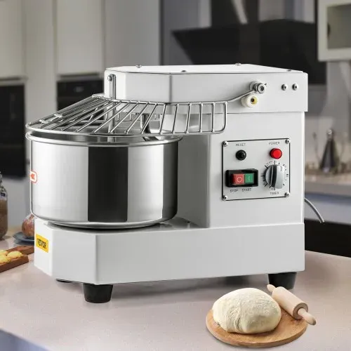 VEVOR Teigknetmaschine Küchenmaschine, 8 L Edelstahl Teigmixer, 450 W, einstellbar (130/233/414 U/min), inkl. Edelstahlschüssel, Sicherheitsschild, Timer, ideal für Bäckereien, Restaurants, Pizzeria – Bild 7