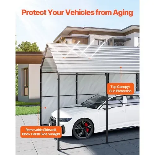 VEVOR Zeltgarage 3x4,5x3,15 m, Garagenzelt, Carport mit verzinktem Stahlrahmen & Dach, Autozelt mit abnehmbaren Seitenwänden, Mehrzweck-Autounterstand für Pickup, Boot, Auto & Traktoren – Bild 2