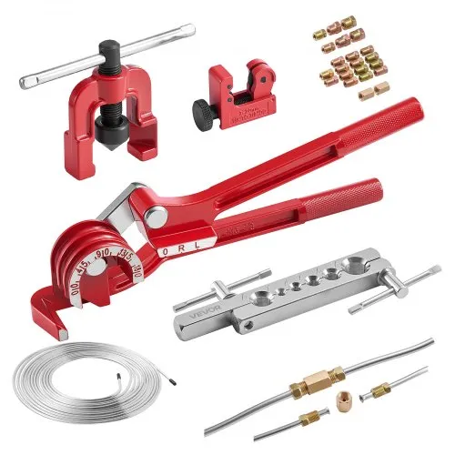VEVOR 5 tlg. Bremsleitung Bördelgerät Set, 45° Bördelwerkzeug mit 7,6m x 4,76mm Bremsleitung für Einfachbördelung, Rohraufweiter mit 20 Anschlüssen 2 Verbindern & Rohrbieger, Reparatursatz für KFZ VEVOR 5 tlg. Bremsleitung Bördelgerät Set, 45° Bördelwerkzeug mit 7,6m x 4,76mm Bremsleitung für Einfachbördelung, Rohraufweiter mit 20 Anschlüssen 2 Verbindern & Rohrbieger, Reparatursatz für KFZ