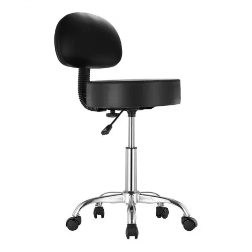 VEVOR Sattelhocker Rollhocker 204 kg belastbarer höhenverstellbarer (84-100 cm) Drehhocker Arbeitshocker mit Rückenlehne, PU-Leder-Drehsattelstuhl für Salon Spa Massage Klinik Schwarz – Bild 8
