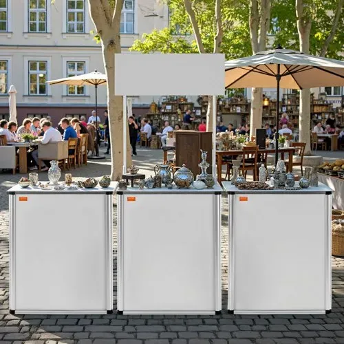VEVOR Tragbare Messetheke Messetresen, 78,5 × 38 × 181,5 cm Messestand Ausstellungs-Thekenständer, Faltbarer Promotion-Einzelhandels-Bartisch, Rezeption Messestand mit Aufbewahrungsregal, Tragetasche – Bild 7