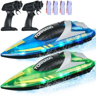 VEVOR RC-Boot, 2er-Pack 2,4 GHz 12 km/h, ferngesteuertes Boot für Pools & Seen, Rennboot mit LED-Licht, 4 wiederaufladbare Batterien, Ganzkörper wasserdicht, Geschenk für Erwachsene Jungen & Mädchen, Blau & Grün VEVOR RC-Boot, 2er-Pack 2,4 GHz 12 km/h, ferngesteuertes Boot für Pools & Seen, Rennboot mit LED-Licht, 4 wiederaufladbare Batterien, Ganzkörper wasserdicht, Geschenk für Erwachsene Jungen & Mädchen, Blau & Grün