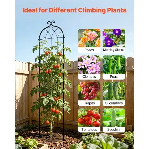VEVOR Rankgitter, 220x52,5 cm 2er-Pack, Metall Rankhilfe mit Pulverbeschichteter Oberfläche & Verriegelungsmechanismus, Kletterhilfe, Garten Spalier, Pflanzengitter für Blumen, Gemüse & Rosen – Bild 4