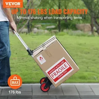 VEVOR Sackkarre Klappbar 80kg Transportkarre aus Aluminiumlegierung und Kunststoff Stapelkarre mit verstellbarem Griff 715-930mm Faltbarer Trolley inkl. Bindeseil kompakte Größe zum Verstauen VEVOR Sackkarre Klappbar 80kg Transportkarre aus Aluminiumlegierung und Kunststoff Stapelkarre mit verstellbarem Griff 715-930mm Faltbarer Trolley inkl. Bindeseil kompakte Größe zum Verstauen