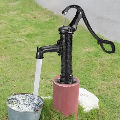 VEVOR Schwengelpumpe Gusseisen 40x15x68cm Handschwengelpumpe mit Wasserauslass(ØxL)6,5x22cm Handpumpe 16cm Basisdurchmesser Gartenpumpe Schwarz ideal als Dekoration für Familienteiche Höfe Gärten – Bild 7