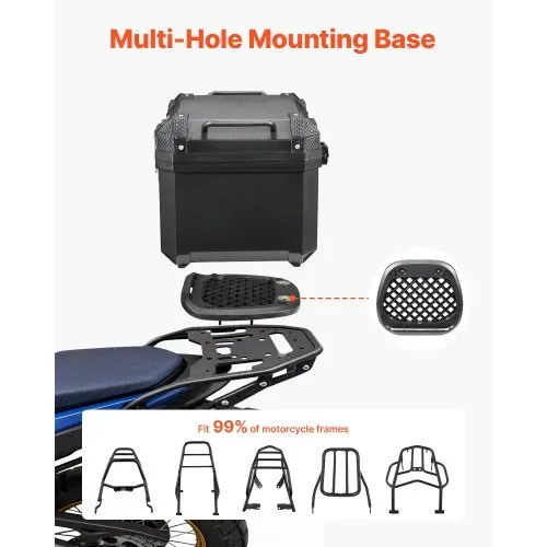 VEVOR Motorrad-Topcase 45 L aus ABS Universeller Schwarzer Motorradkoffer für Motorräder mit Platz für Einen Helm, mit Rückenlehne Schloss 2 Schlüsseln und Reflex-Aufklebern, IPX4-Spritzwasserschutz – Bild 4