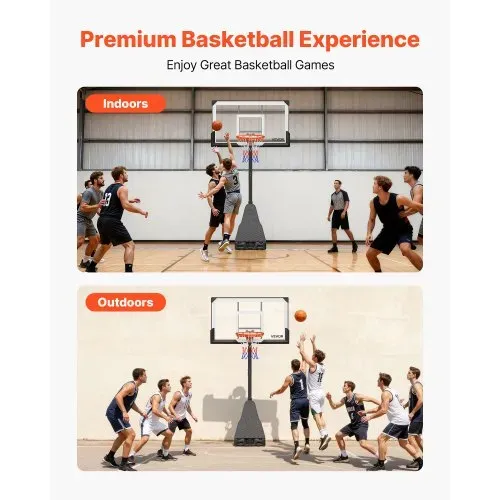 VEVOR tragbarer Basketballständer, 2,3-3,05 m höhenverstellbarer (manuell) Basketballkorb, Basketballanlage mit 139 cm PC-Rückwand, Basketballkorsystem Backboard-Set für Terrassen Schulen – Bild 5