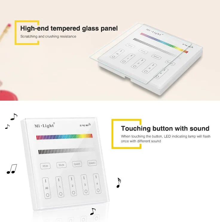 MiBoxer T3 LED Fernbedienung Smart Panel RGB/RGB-W 4 Zonen – Bild 8