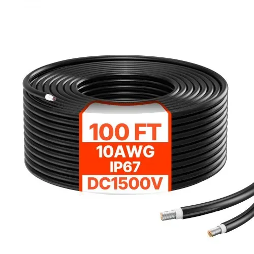 VEVOR 30,48m Solarkabel, Solarpanel-Kabel, 10AWG Solar-Verlängerungskabel, IP67 wasserdichtes PV-Kabel für Solarmodule zu Hause, -40 bis 105℃, auf Schiffen und in Wohnmobilen, schwarz – Bild 9