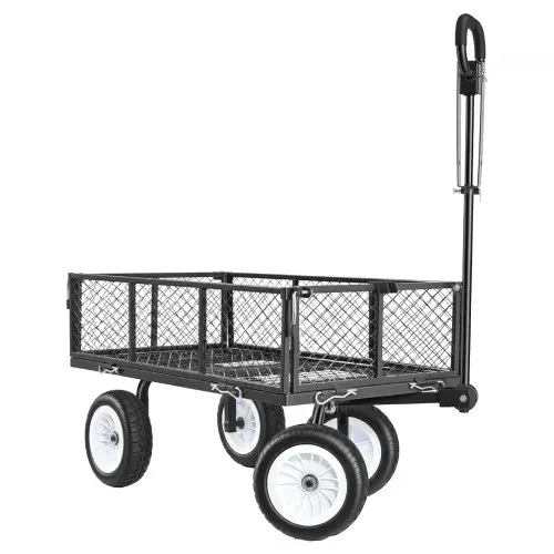 VEVOR Bollerwagen 408,2 kg Tragkraft, Gartenwagen mit PU-Reifen, Transportwagen mit Verstellbarem Griff, Abnehmbaren Seitenwänden, Handwagen zur Befestigung an ATV oder Traktor, Schwarz – Bild 10