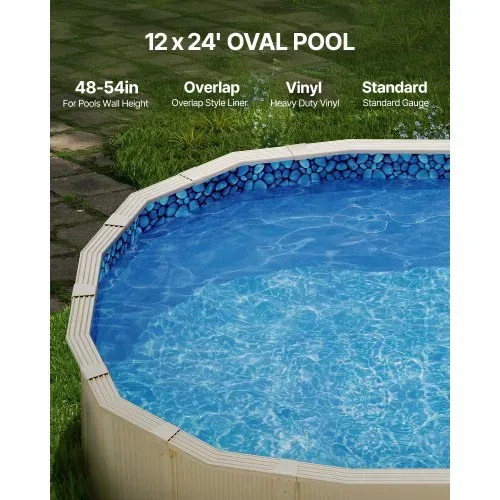 VEVOR Ovale Poolfolie, 732x366x147cm, Innenfolie, Ersatzfolie, Innenhülle, Schwimmbadfolie, Überlapp-Vinylfolie in Standardgröße, verschleißfest, für Aufstellpools mit 137 cm hohen Wänden VEVOR Ovale Poolfolie, 732x366x147cm, Innenfolie, Ersatzfolie, Innenhülle, Schwimmbadfolie, Überlapp-Vinylfolie in Standardgröße, verschleißfest, für Aufstellpools mit 137 cm hohen Wänden