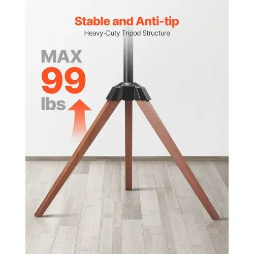 VEVOR TV-Ständer mit Stativ-Staffelei für 1016-1651 mm flach & Curved-TVs bis zu 45 kg, 18° Links-Rechts-Drehung, tragbarer Fernsehständer mit Beinen aus Holz für Schlafzimmer Wohnzimmer Studio – Bild 2