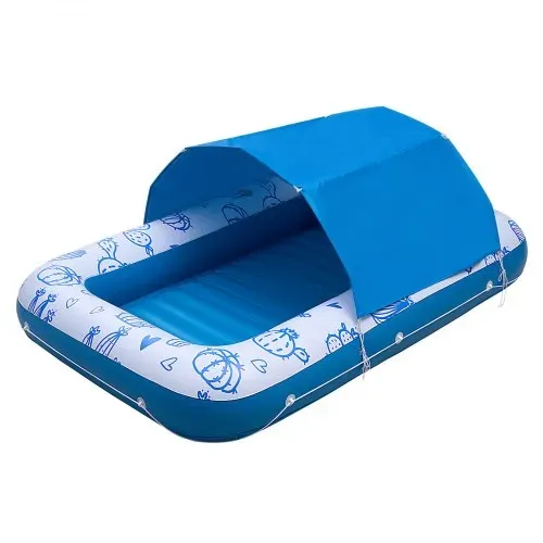 VEVOR Aufblasbare Schwimmmatratze 208 x 140 cm, Luftmatratze Pool mit Abnehmbarem UPF 50+ Sonnendach, 250 kg Belastbare Badeinsel für 2 Personen, inkl. Kissen Handy- & Getränkehalter für Pool & Meer – Bild 10