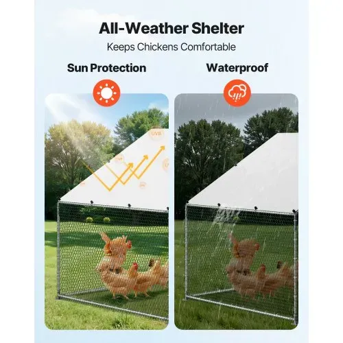 VEVOR Hühnerstall, 3x2x2 m Begehbarer Hühnerauslauf mit Abdeckung, Hühnerhaus mit Turmdach & Sicherheitsschloss, Enten- & Kaninchenkäfig, Geflügelgehege für Hinterhof, Bauernhof, Hof – Bild 4