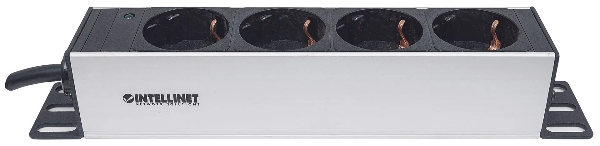 Intellinet 10" 4-fach Steckdosenleiste, Schutzkontakt, Power-LED, ohne Überspannungsschutz, 1,8 m Stromkabel, 1 HE – Bild 4