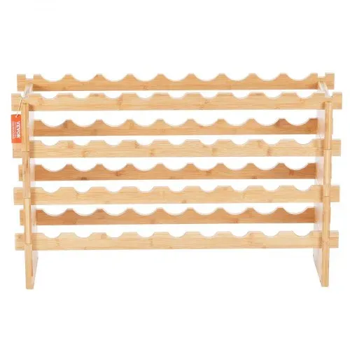 VEVOR Weinregal stapelbar 36 Flaschen, stabiles Flaschenregal, 4-stufiges Lagerregal aus massivem Bambusholz, freistehendes Weinregal, wackelfreie Regale für Küche, Bar und Keller (natürliche Farbe) – Bild 10