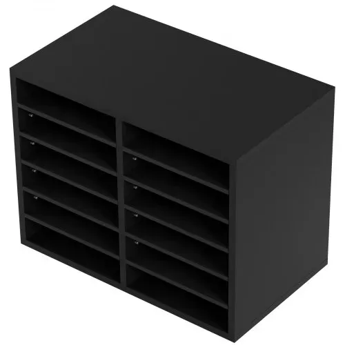 VEVOR Briefablage Schreibtisch Organizer 520 x 305 x 410 mm, 2,3–5,6 cm Einstellbar A4 Stapelbar Quer, Papierablage, Aufbewahrung Schreibtisch Ablagesystem Organisation, Ablage (Schwarz, 2 x 6 Fächer) – Bild 9