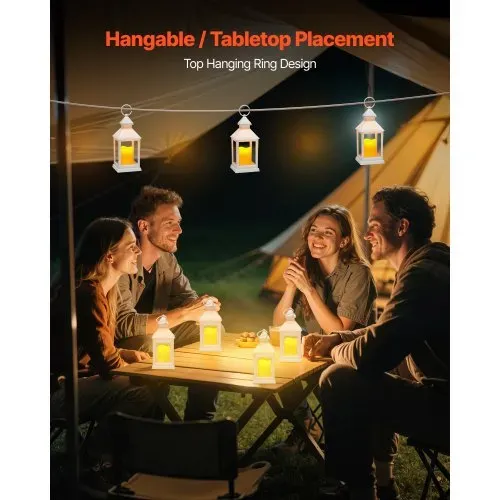 VEVOR 12er-Pack dekorative Kerzenlaternen, elektrische LED-Kerzen ohne Flamme, Halter aus Kunststoff mit Glas, Wandbehang für Veranda, Hochzeitstische, Partys, Bauernhäuser, Weiß, 105x105x240 mm – Bild 4