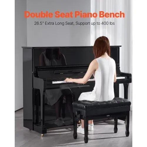 VEVOR Klavierbank, 750x360x515 mm, Duett-Keyboard-Klavierstuhl, 51 bis 59 cm einstellbare Höhe, gepolstertes Kissen, Ablagefach für Notenbücher, Pianobank aus Holz, für Schminktisch, Schlafzimmer VEVOR Klavierbank, 750x360x515 mm, Duett-Keyboard-Klavierstuhl, 51 bis 59 cm einstellbare Höhe, gepolstertes Kissen, Ablagefach für Notenbücher, Pianobank aus Holz, für Schminktisch, Schlafzimmer