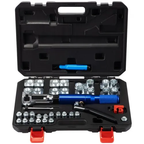 VEVOR 72485-PRC Hydraulisches Bremsleitung Bördelgerät 30-teilig Bördelwerkzeug Hydraulic flaring tool mit 45° Bördelkegel / 16 Matrizen & Adaptern für 3/16″-1/2″ Kupferrohr VEVOR 72485-PRC Hydraulisches Bremsleitung Bördelgerät 30-teilig Bördelwerkzeug Hydraulic flaring tool mit 45° Bördelkegel / 16 Matrizen & Adaptern für 3/16″-1/2″ Kupferrohr