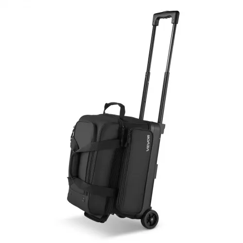VEVOR Bowlingballtasche für 2 Bälle mit Doppelrollen & separatem Fach für Schuhe (bis US-Größe 16) & übergroßer Zubehörtasche, einziehbarer Griff lässt sich auf 105 cm ausziehen Schwarz VEVOR Bowlingballtasche für 2 Bälle mit Doppelrollen & separatem Fach für Schuhe (bis US-Größe 16) & übergroßer Zubehörtasche, einziehbarer Griff lässt sich auf 105 cm ausziehen Schwarz