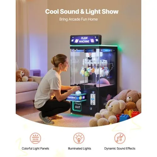 VEVOR Greifautomat, mittelgroßer Arcade-Spielautomat mit Licht und Ton, einstellbarem Schwierigkeitsgrad, präziser Süßigkeitengreifer-Preisspender, für kommerzielles Heimkino, Schwarz-Lila – Bild 2
