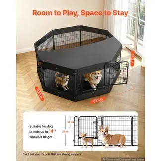 VEVOR Welpenauslauf Metall Welpenlaufstall 61 cm 8-tlg. Deckel & Bodenmatte, Spielplatz für Kleine Hunde Katzen & Andere Kleintiere Faltbar Durch die Verschiedenen Formen Vielfältig Einsetzbar VEVOR Welpenauslauf Metall Welpenlaufstall 61 cm 8-tlg. Deckel & Bodenmatte, Spielplatz für Kleine Hunde Katzen & Andere Kleintiere Faltbar Durch die Verschiedenen Formen Vielfältig Einsetzbar
