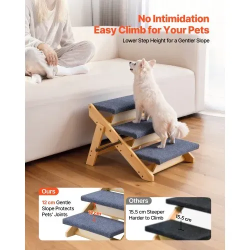 VEVOR Hundetreppe 510x470x370 mm, 3-stufige Hautiertreppe, klappbare Holztreppe geeignet für kleine, mittlere, große, ältere Haustiere sowie Welpen bis 68 kg, Hundeleiter für Betten, Sofas & Autos VEVOR Hundetreppe 510x470x370 mm, 3-stufige Hautiertreppe, klappbare Holztreppe geeignet für kleine, mittlere, große, ältere Haustiere sowie Welpen bis 68 kg, Hundeleiter für Betten, Sofas & Autos