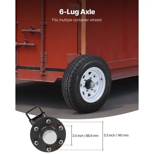 VEVOR Versandcontainer-Räder, 3200 kg, 6-Loch-Räder-Set, robuste Versandcontainer-Achse mit Ratschen-Zurrgurt, bewegt sich 6 m bis 12 m, sicherer Transport für Dock, Lager, Baustelle, Schwarz – Bild 3